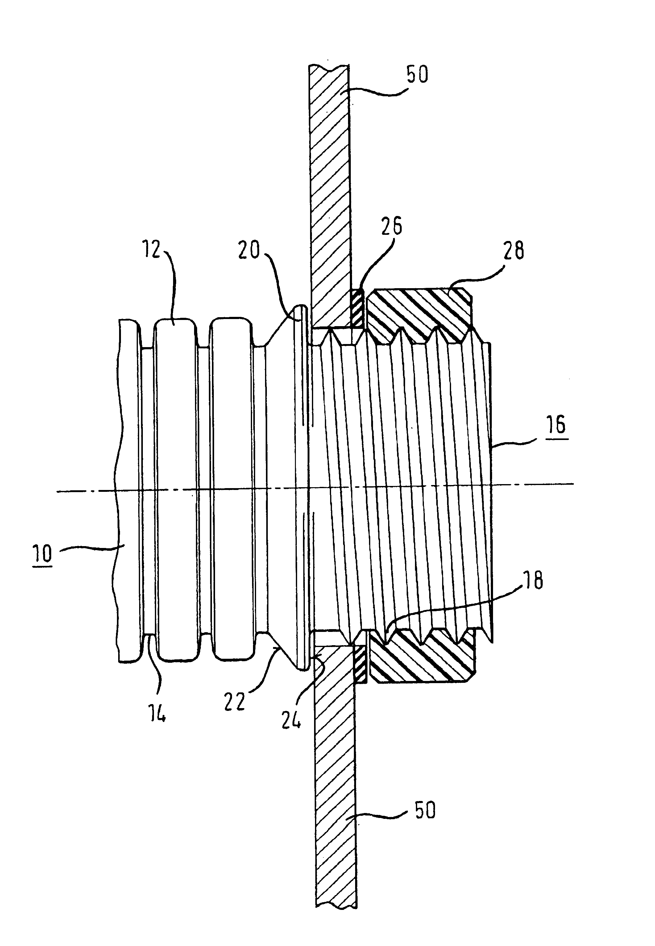 Corrugated plastic pipe with fastening portion