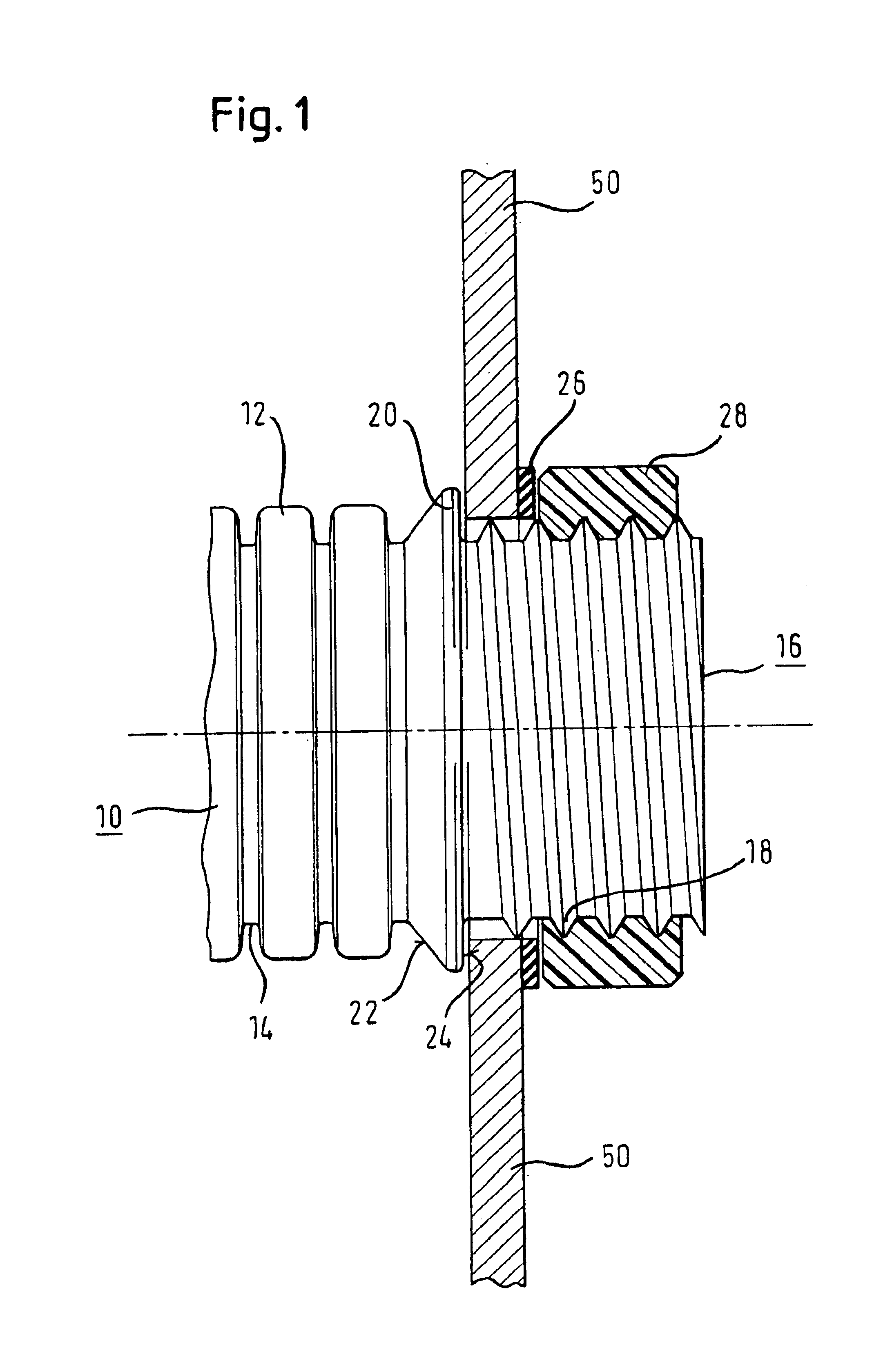 Corrugated plastic pipe with fastening portion