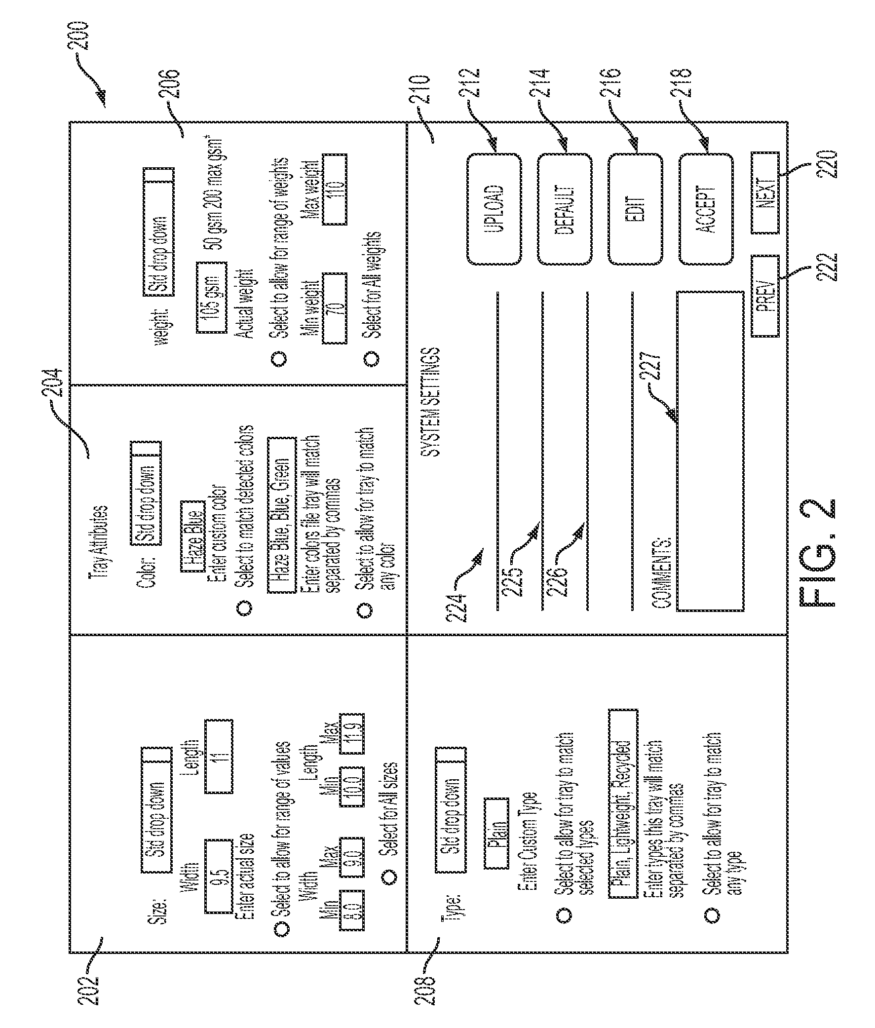 Obtaining print system settings for selected print media attributes in a networked print job environment