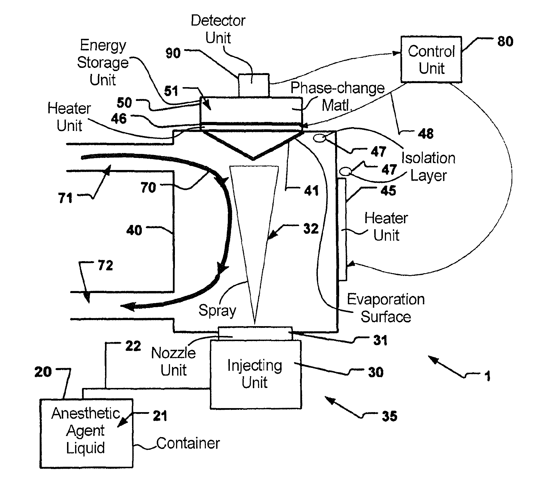 Anesthetic vaporizer for a breathing apparatus and method for operation thereof to vaporize a liquid anesthetic agent