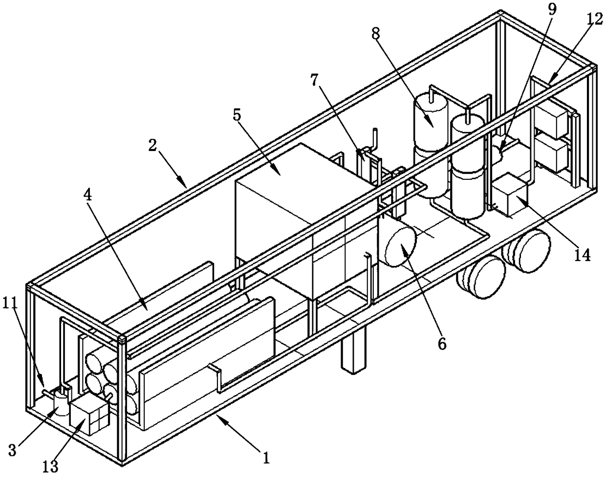 Vehicle-mounted mobile volatile organic compound waste gas treatment device, system and method