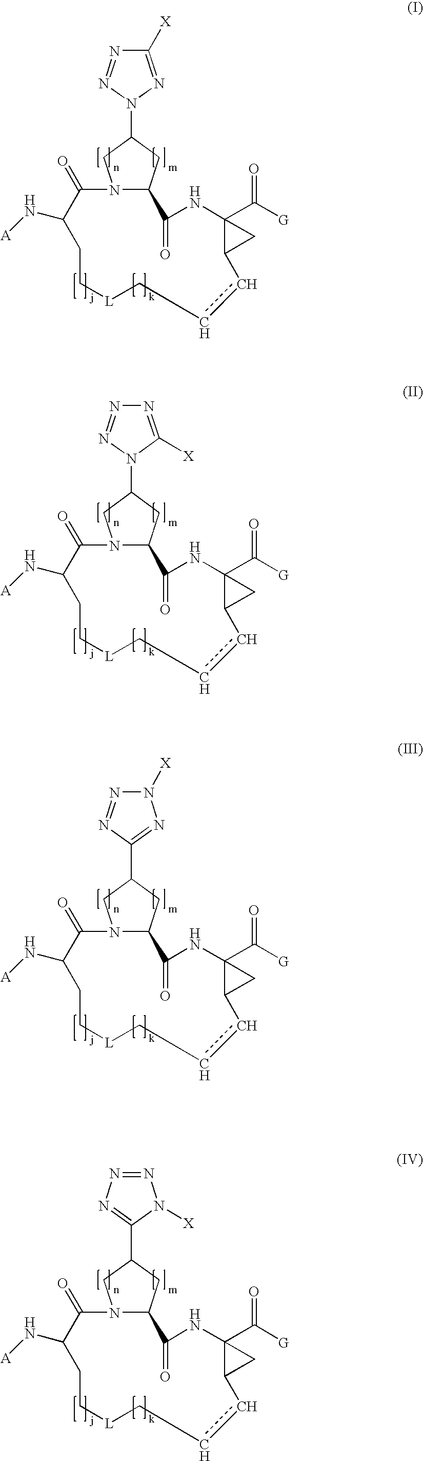 Tetrazolyl macrocyclic hepatitis c serine protease inhibitors