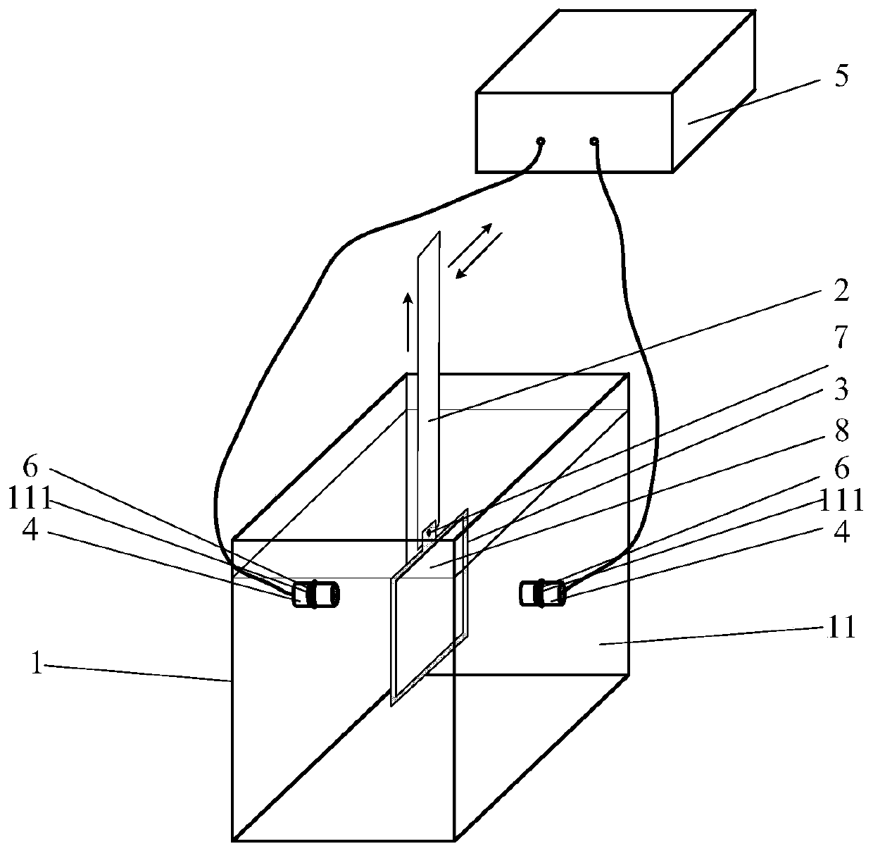 Ultrasonic detection device and method for impact damage of composite material