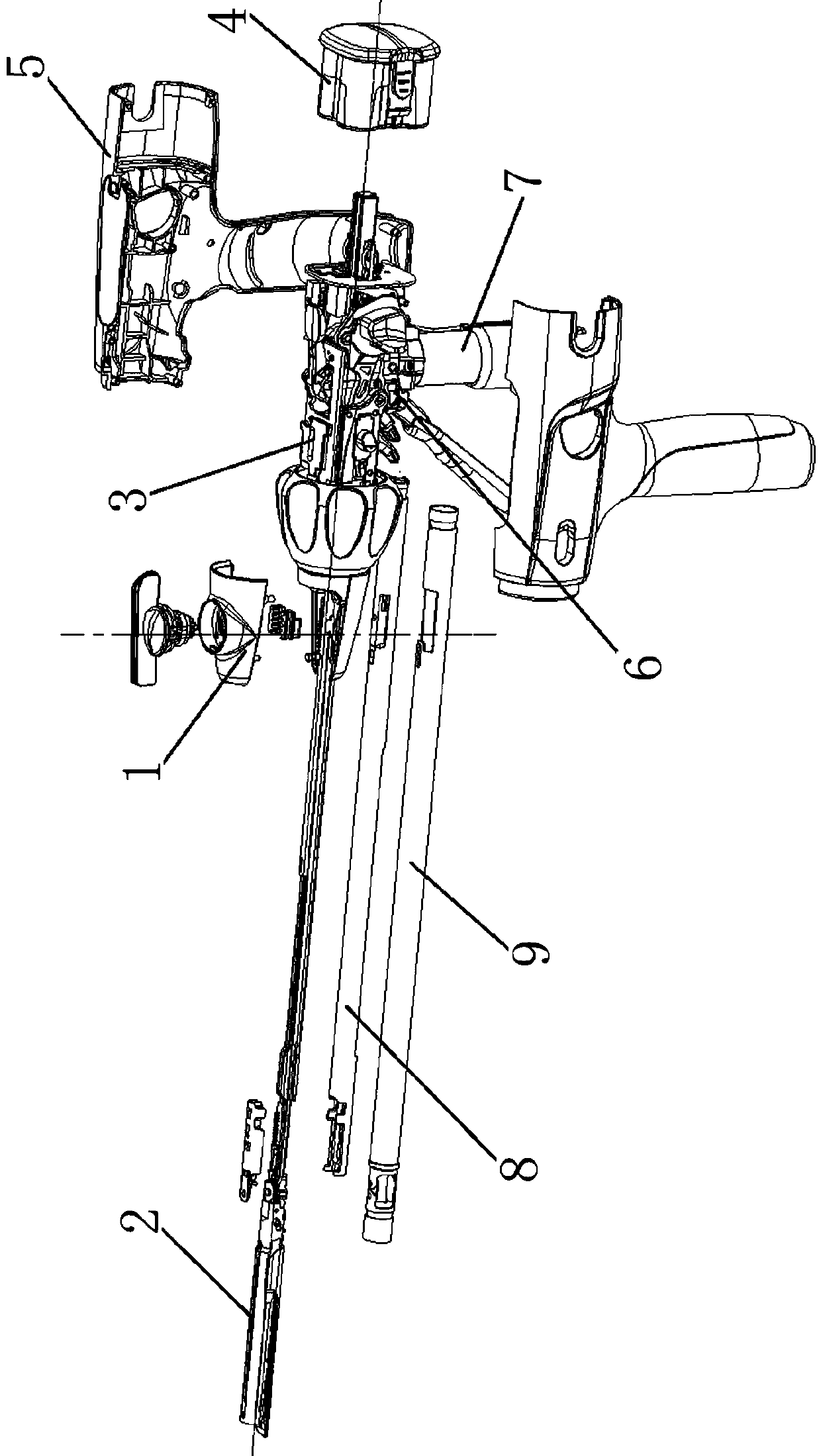 Osculating assembly steering device of electric endoscope anastomat