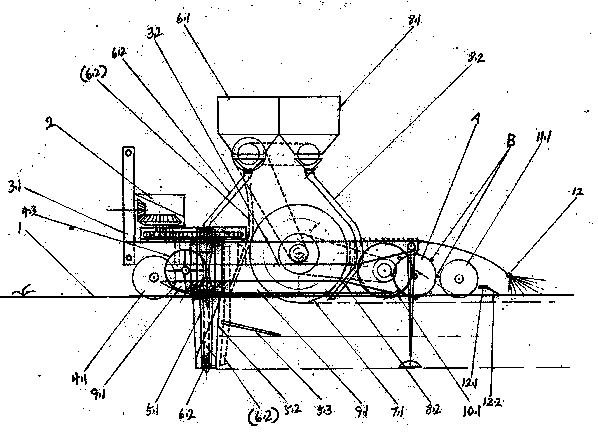 A deep loosening fertilization ditch press bed seeder