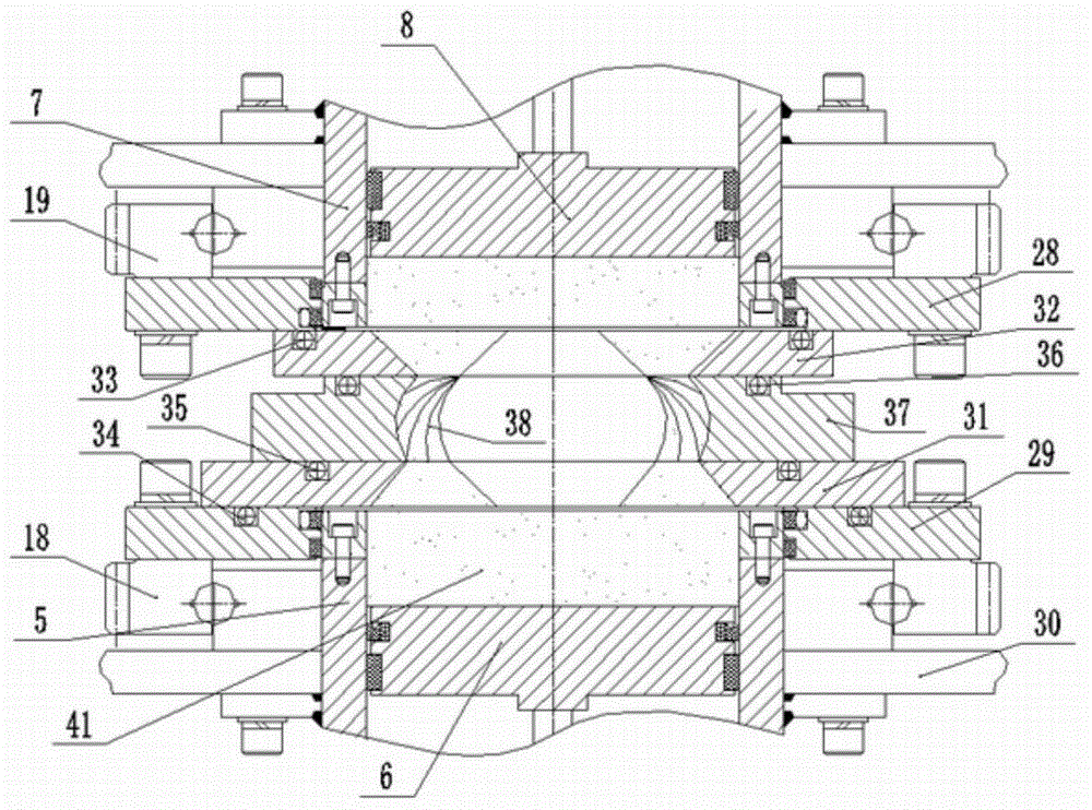 Efficient constant pressure difference intermittent rotating extrusion abrasive flow polishing device