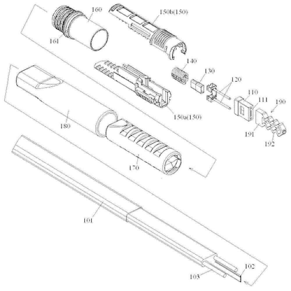 Inserting core component, optical fiber connector and assembling method thereof and traction component