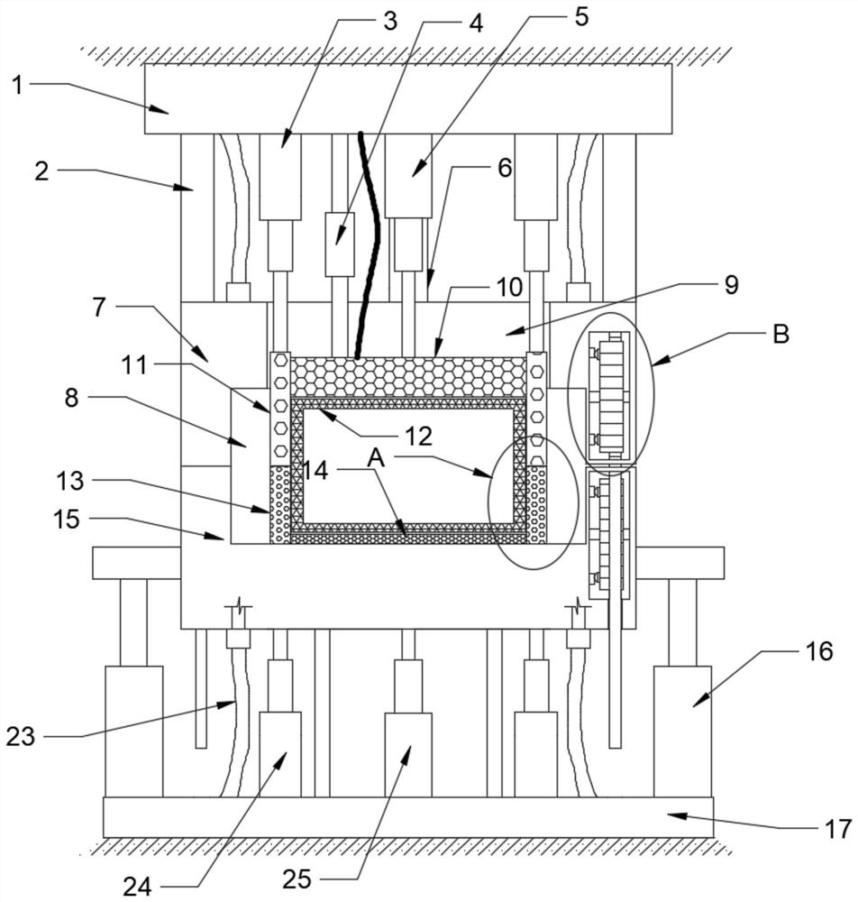 Injection molding machine mold with built-in steel skeleton