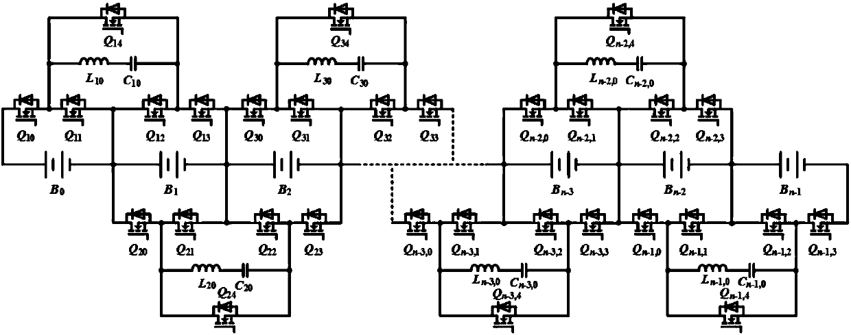 Adjacent Cell-to-Cell equalization circuit and control method based on three-resonance state lc conversion