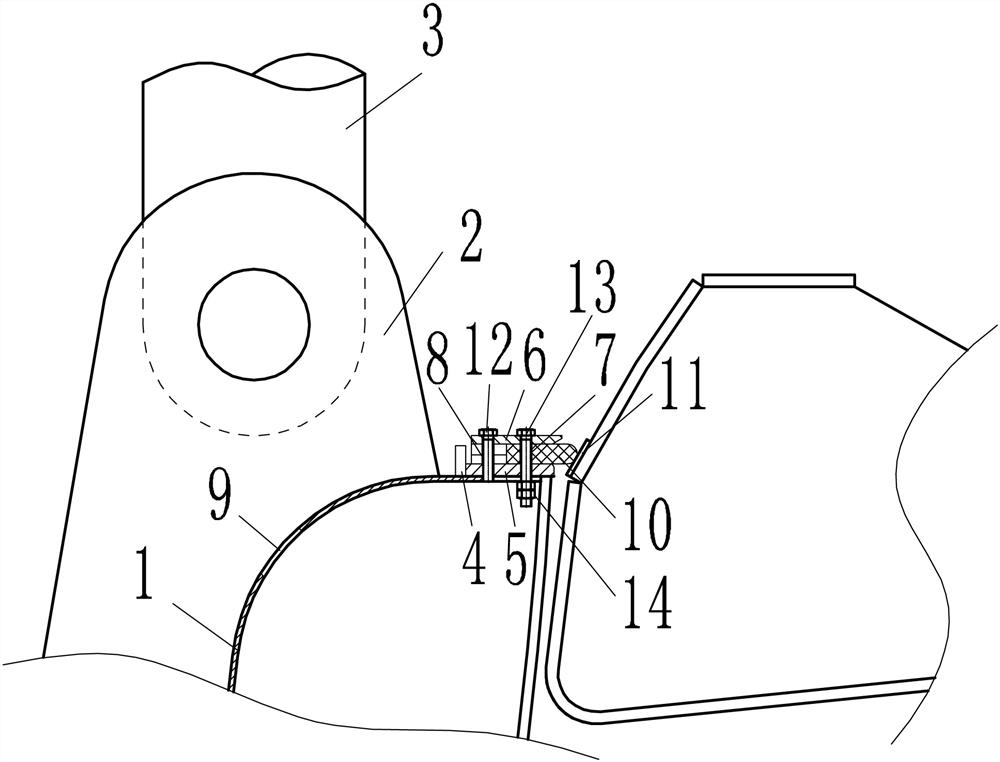 Ship lock reverse arc-shaped valve top water stop installation structure and transformation construction technology