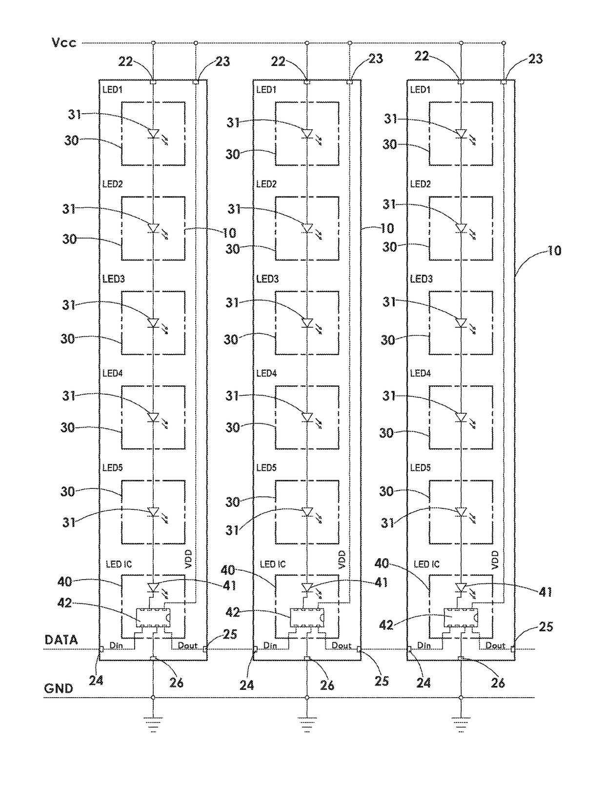 Light emitting diode light strip unit structure