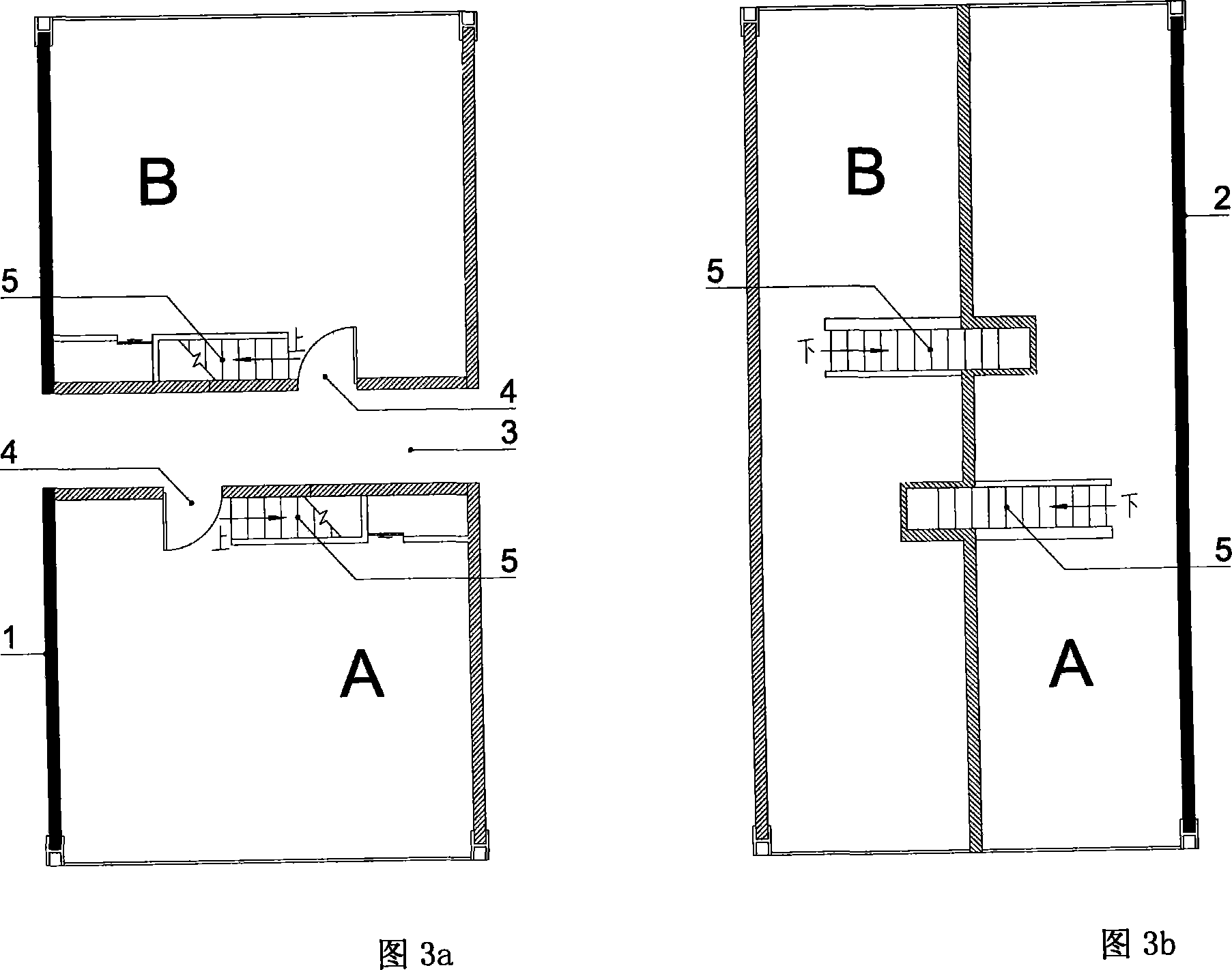 South-north facing alternation steel longeron home building house type with two units as combination