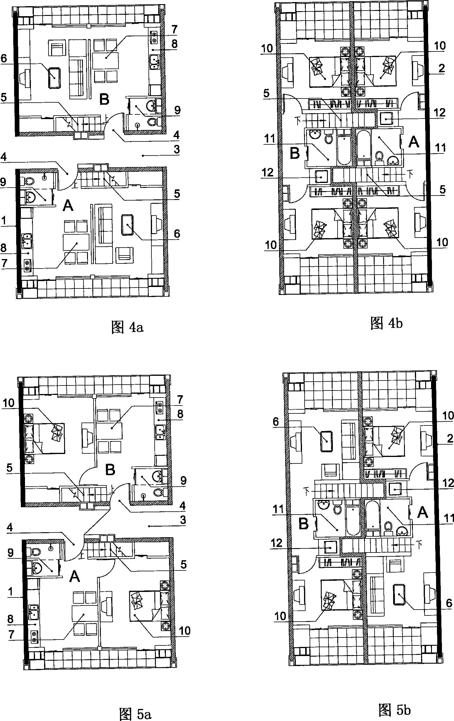 South-north facing alternation steel longeron home building house type with two units as combination