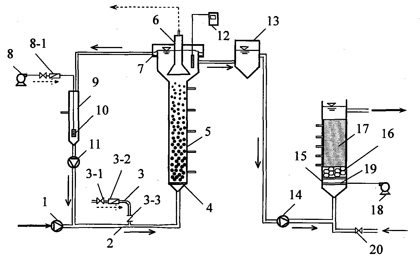 Sewage treating system for micro-aerobic expanded granular sludge bed-steel slag biological filter pond