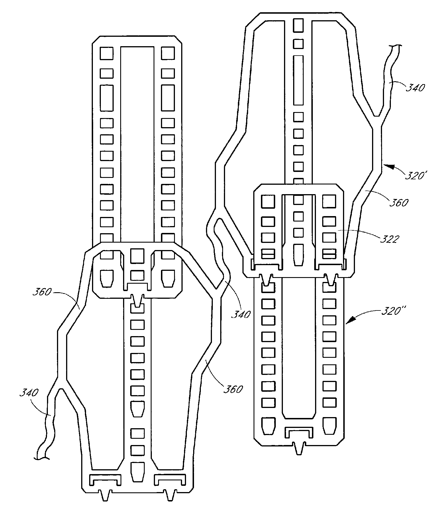 Expandable stent with sliding and locking radial elements