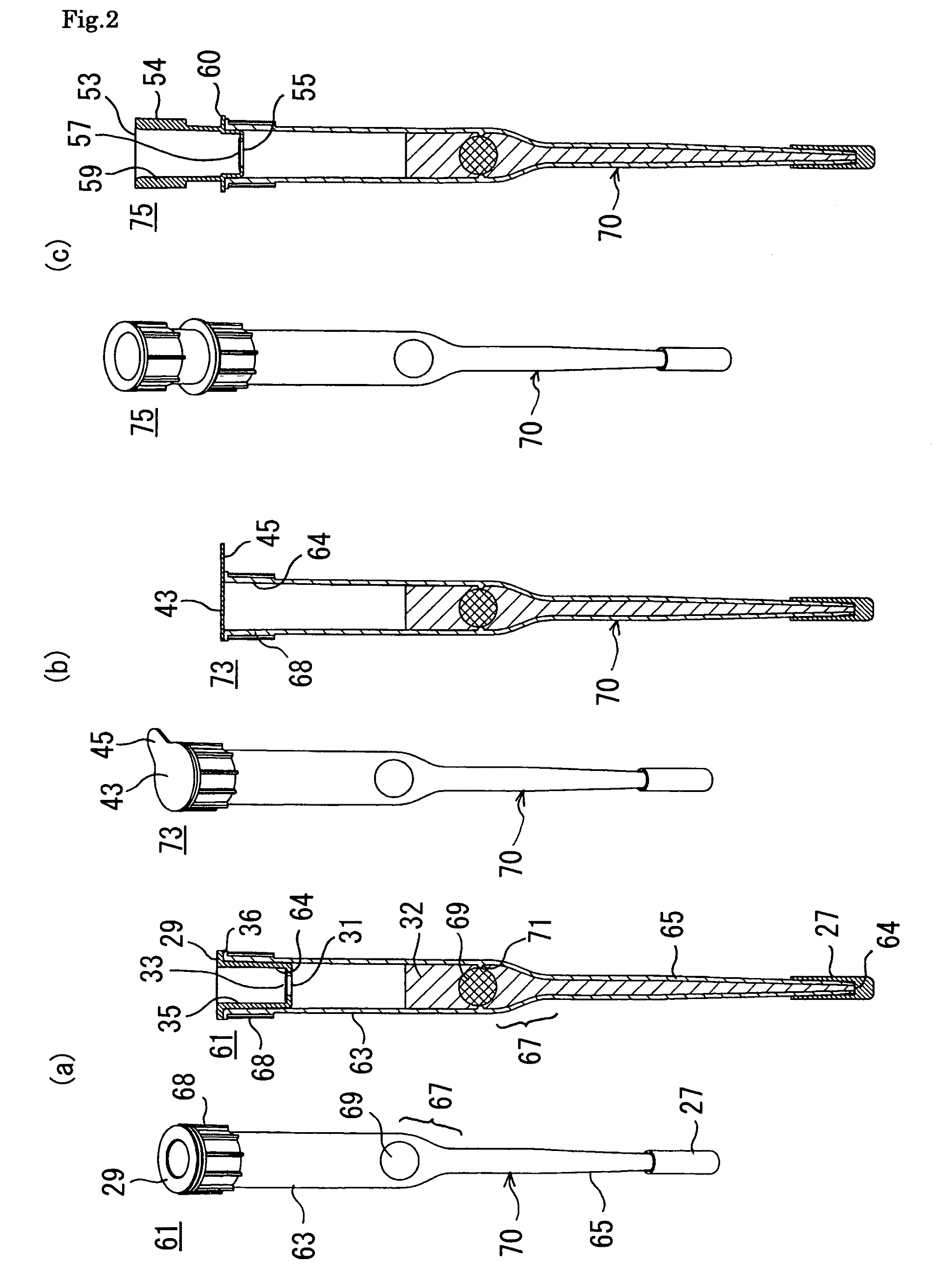 Pipette tip having carrier/fluid enclosed therein, apparatus for treating pipette tip having carrier/fluid enclosed therein and method of treating pipette tip having carrier/fluid enclosed therein