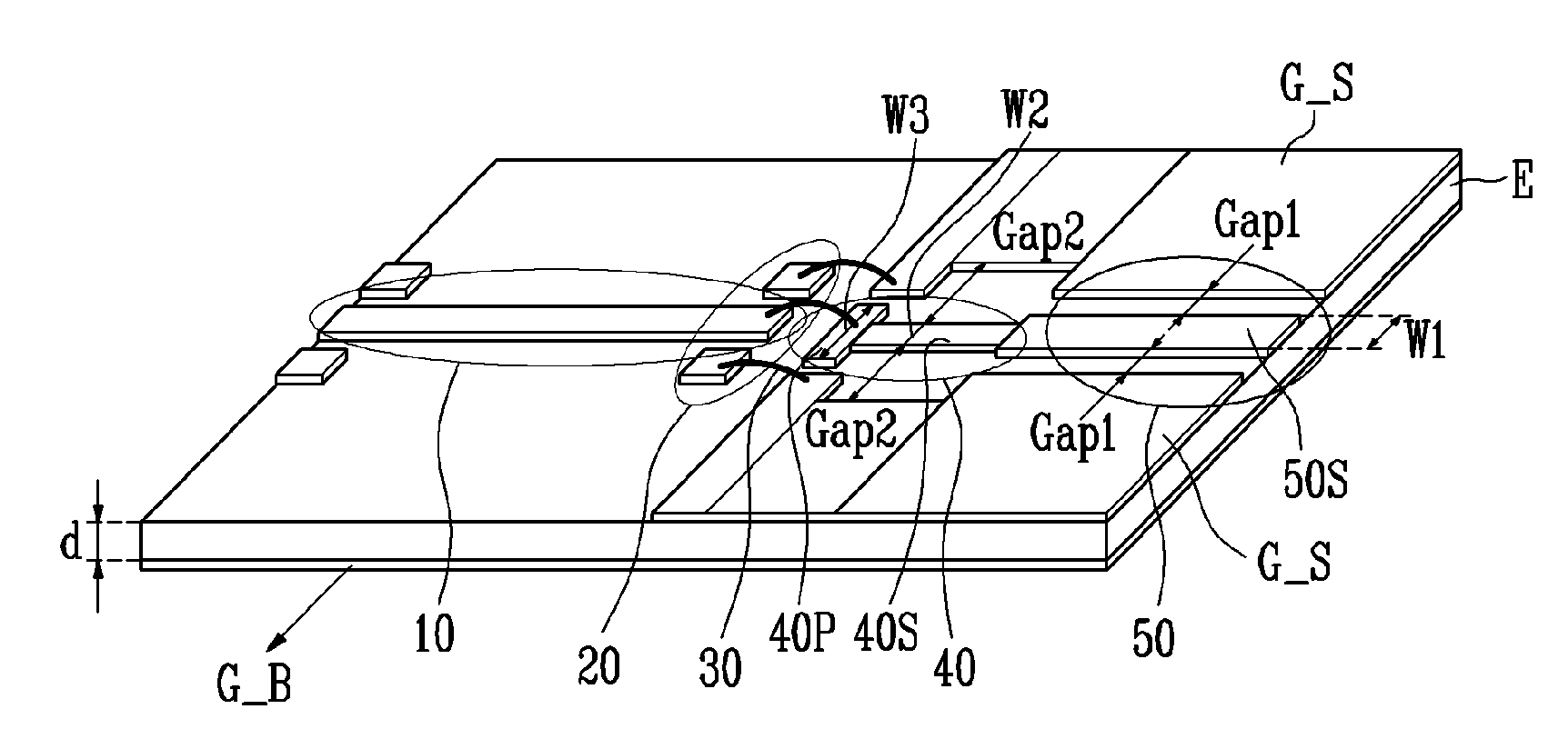 Microwave module having converter for improving transmission characteristics