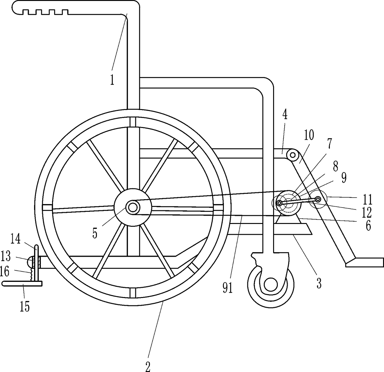 Nursing wheelchair for patient suffering from leg injuries