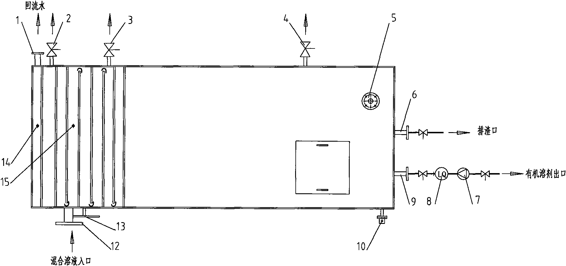 Solvent recycling and separating device