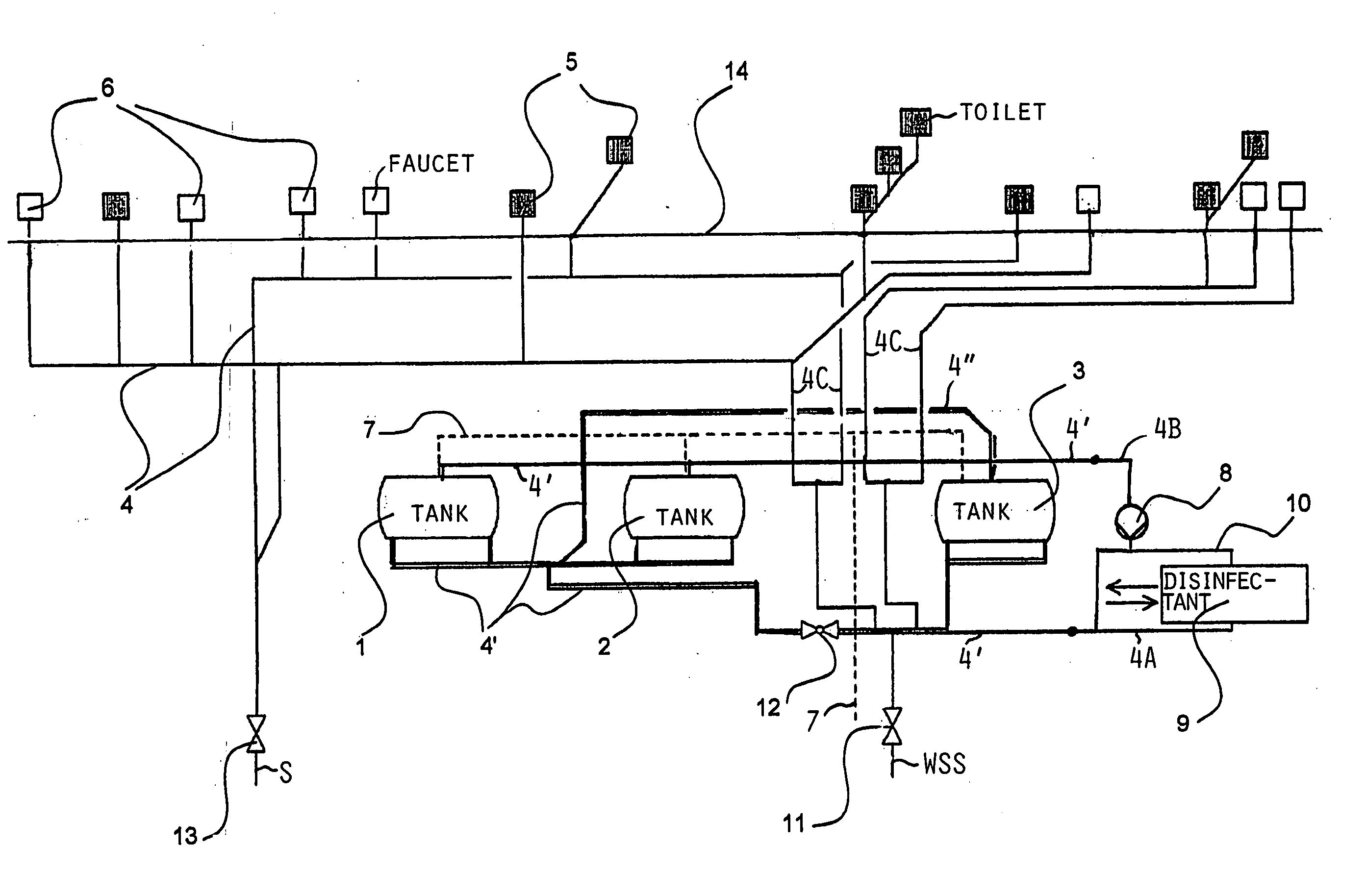 Water supply system for an aircraft