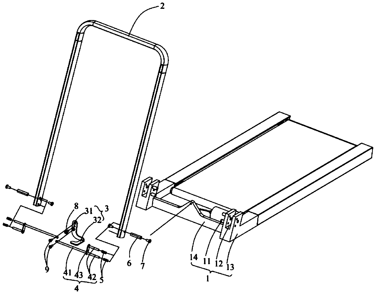 Folding mechanism and treadmill