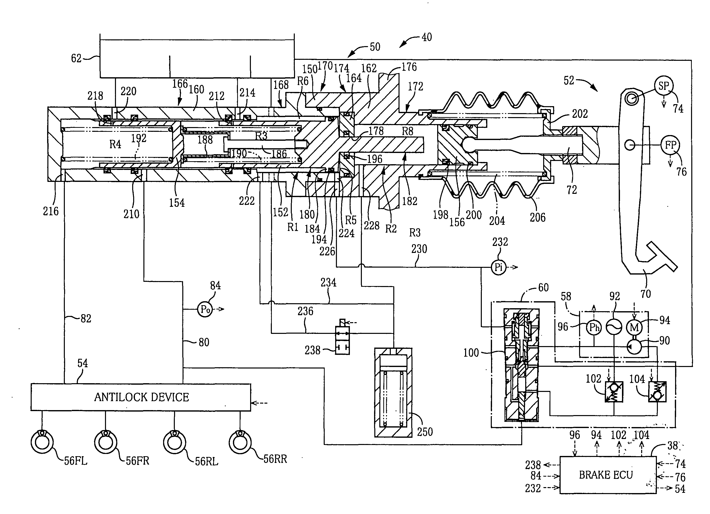 Master cylinder device and hydraulic brake system using the same