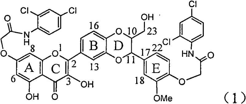 Application of aromatic carbamoyl dehydro-silibinin as medicament for treating viral hepatitis B