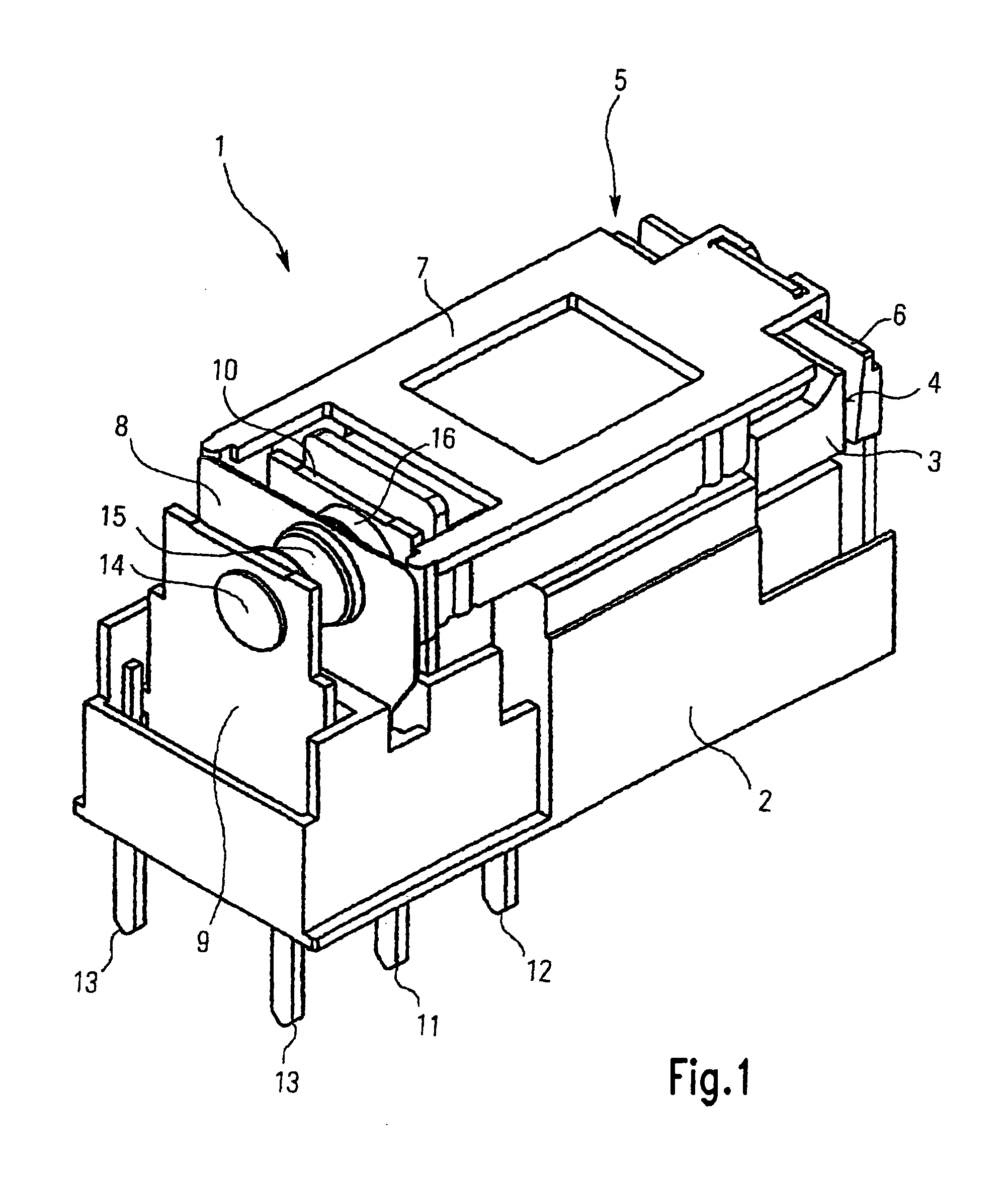 Relay with a core having an enlarged cross-section