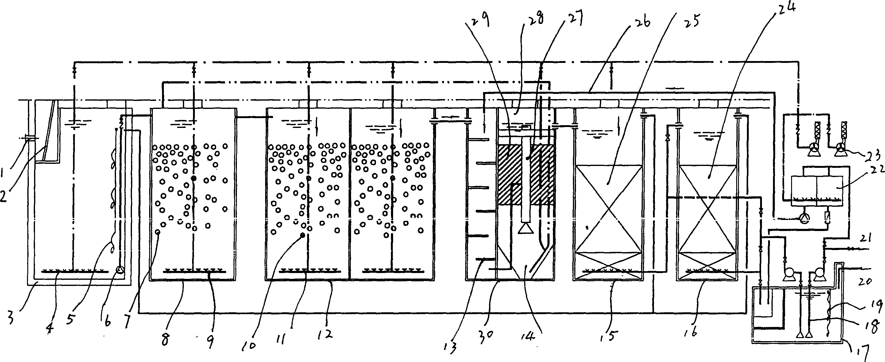 Method for cyclically utilizing middle water of public toilet sewage and specialized equipment therefor