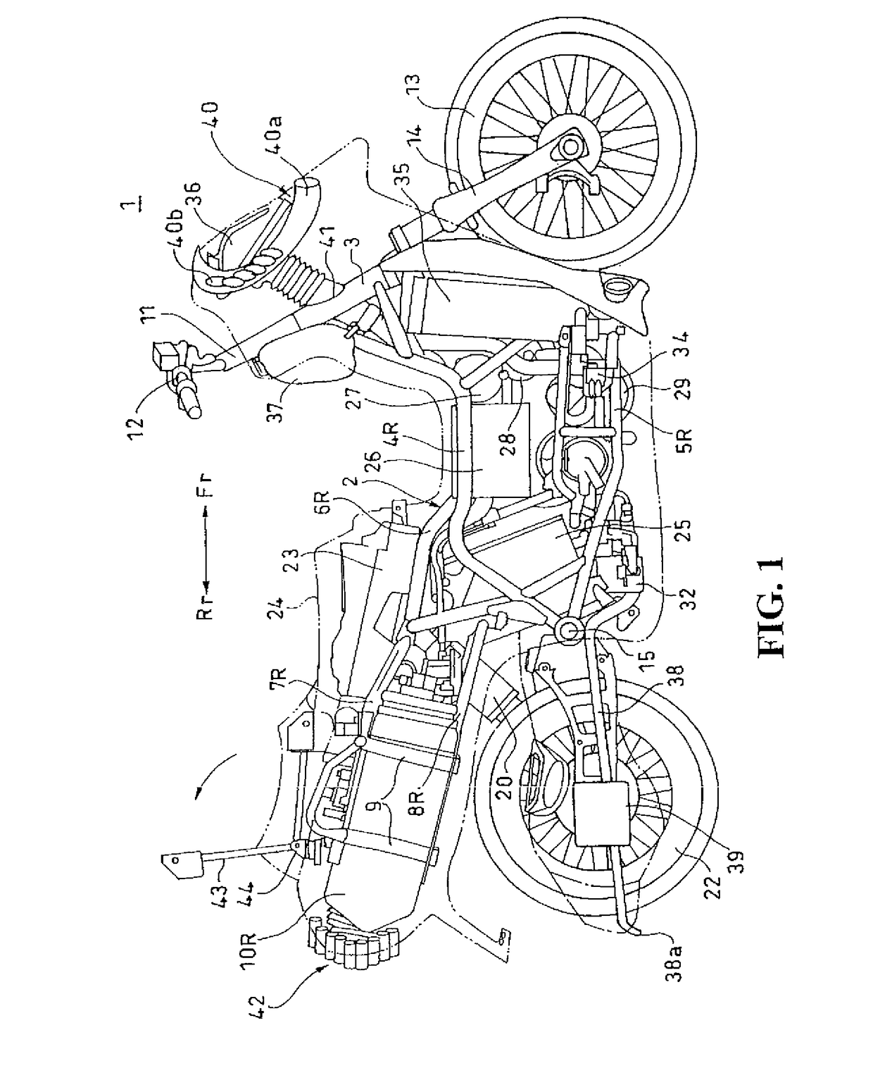 Drainage structure in fuel cell motorcycle