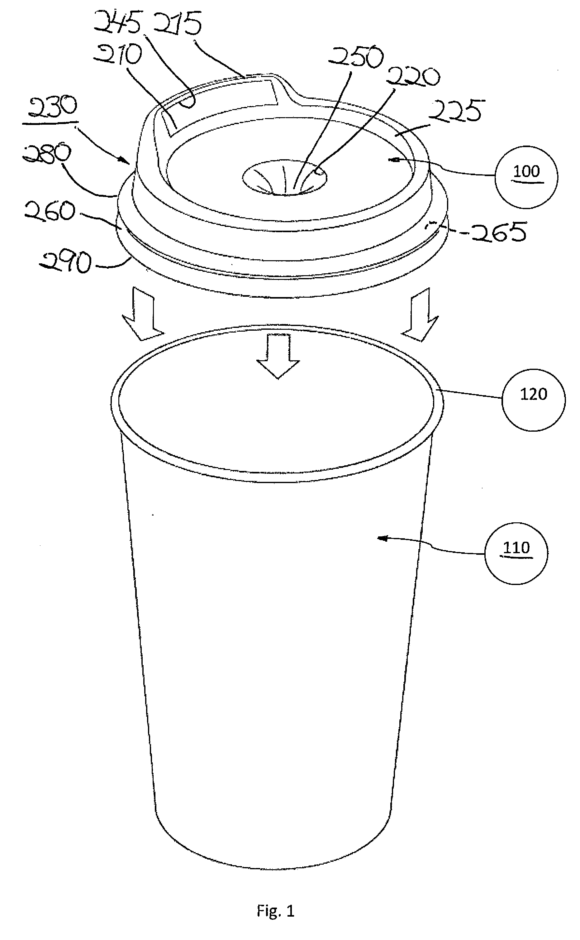 Sealing means for beverage container