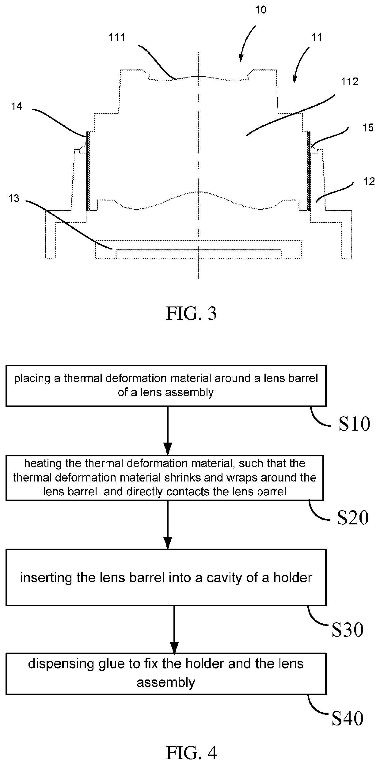 Camera module with thermal deformable material