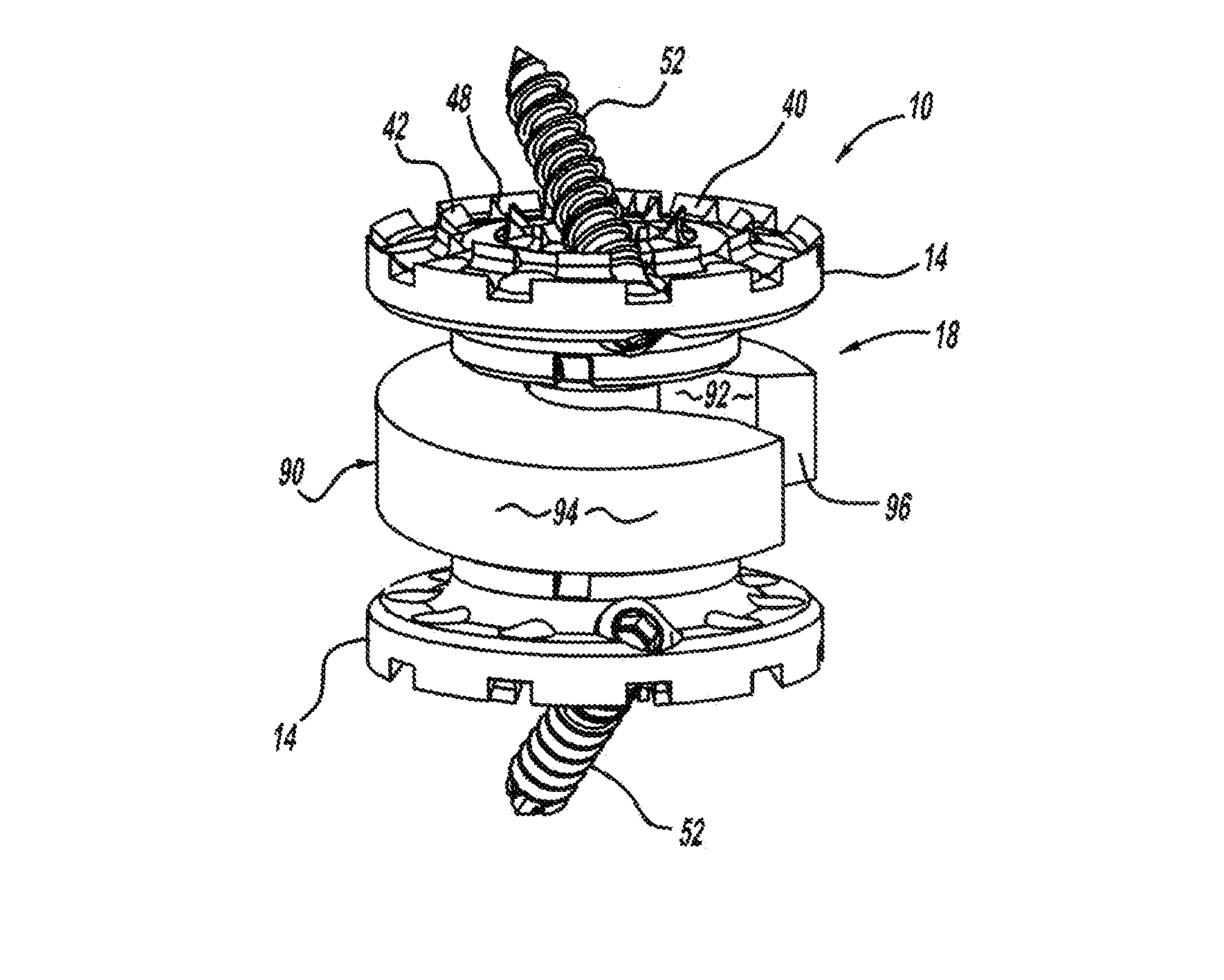 Method and implant device for grafting adjacent vertebral bodies