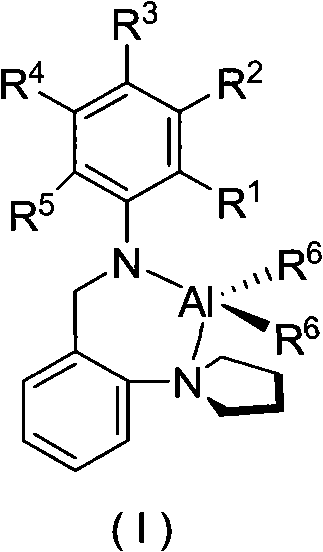 Pyrrolidyl amino bidentate ligand aluminum complex and preparation method and application thereof