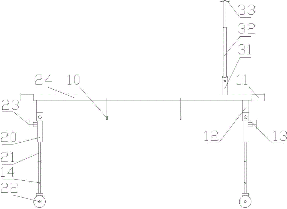 GPS (Global Positioning System) positioning module applicable to stretcher bed equipped with transfusion bracket