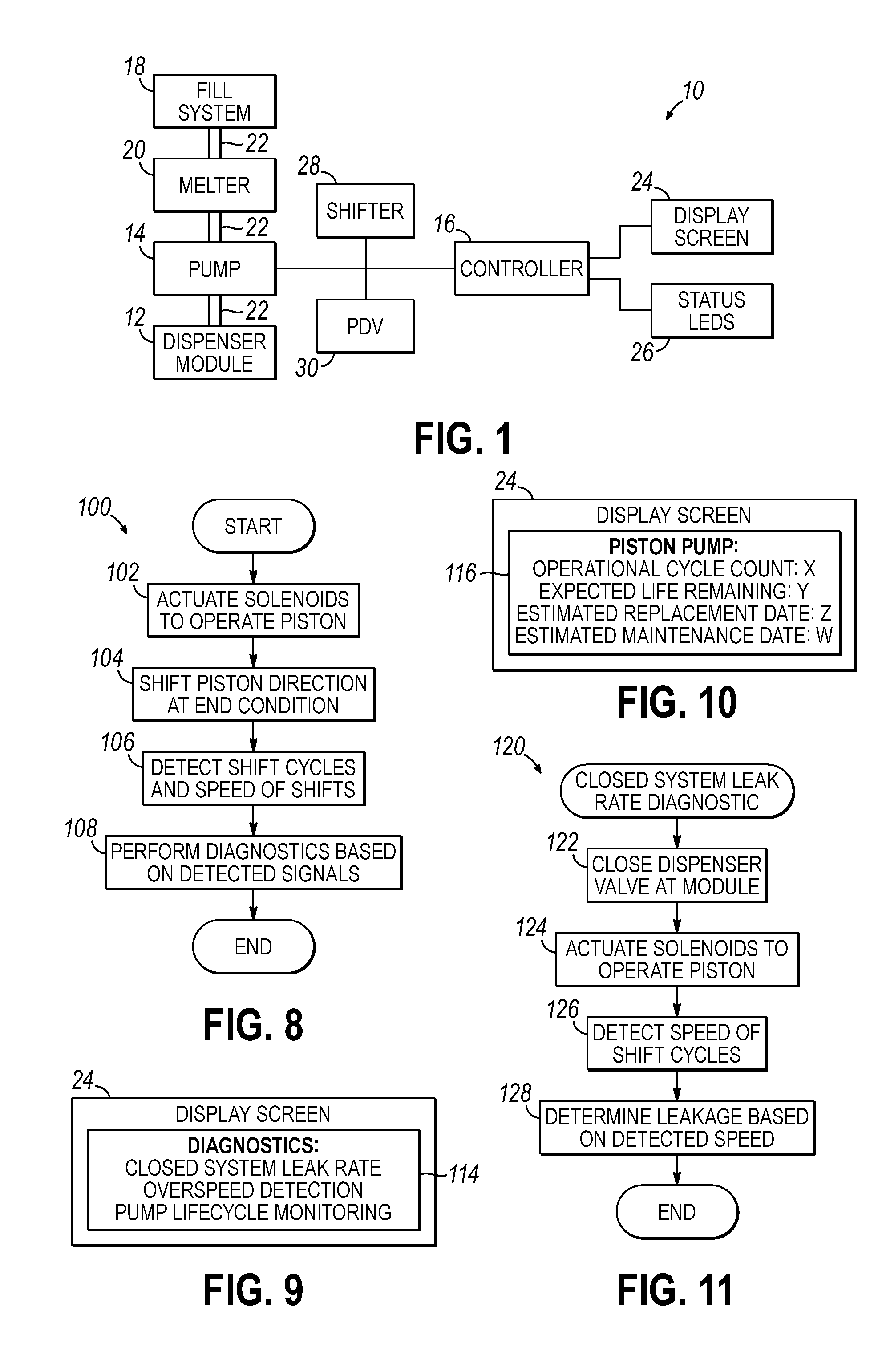 Adhesive dispensing system and method including a pump with integrated diagnostics