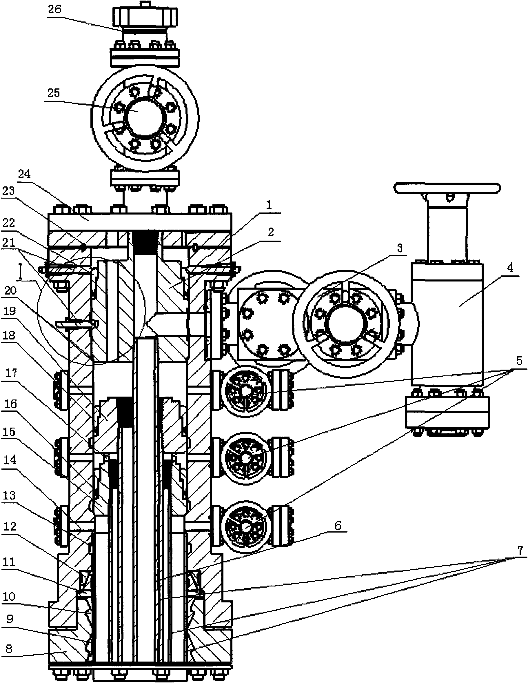 Integral type level oil extraction wellhead equipment