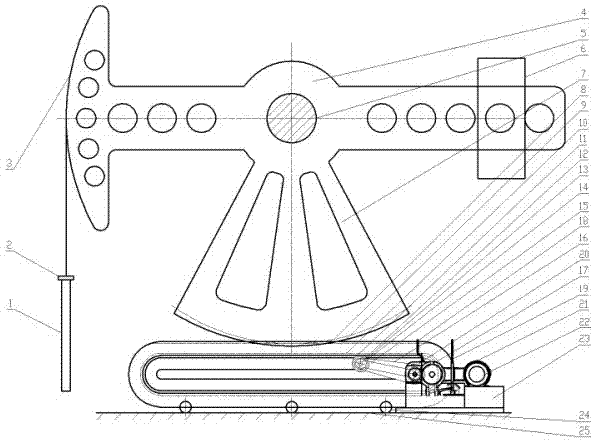 Horizontal planet gear ring walking beam pumping unit