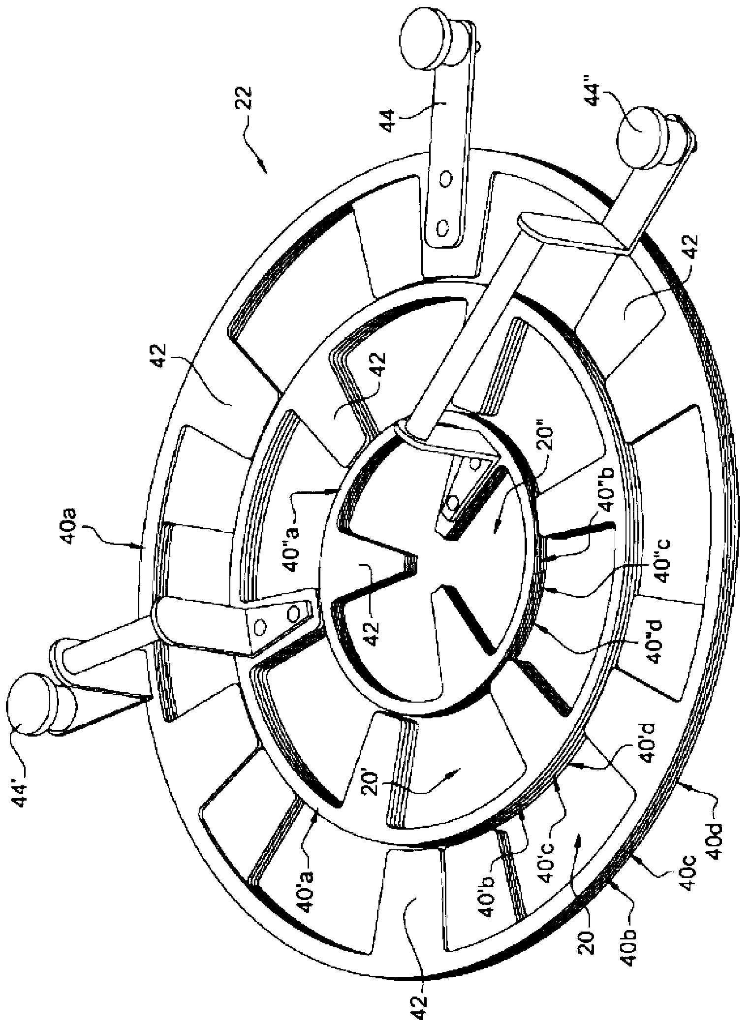 Device for filling a container with solid particles comprising a diaphragm