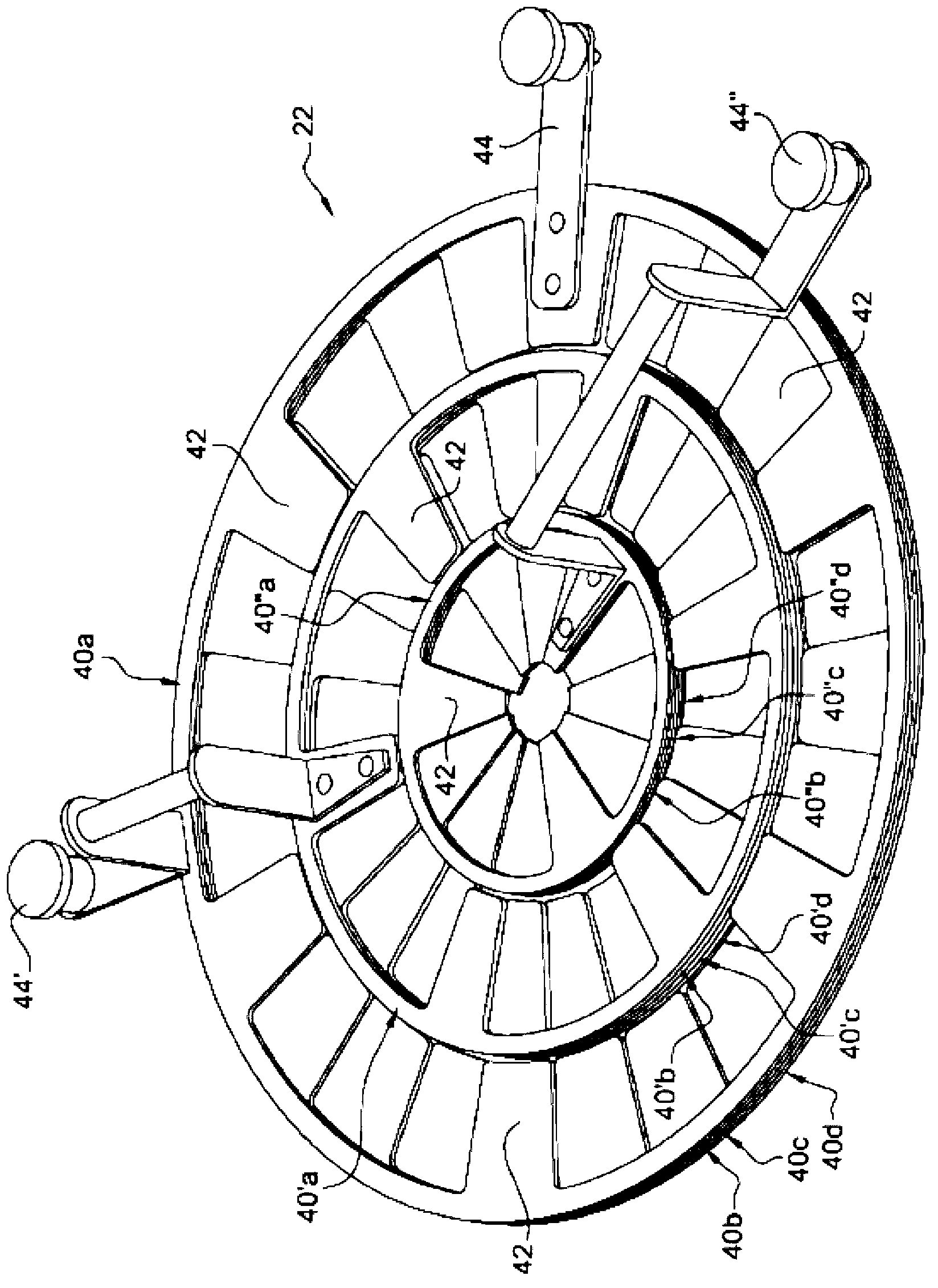 Device for filling a container with solid particles comprising a diaphragm