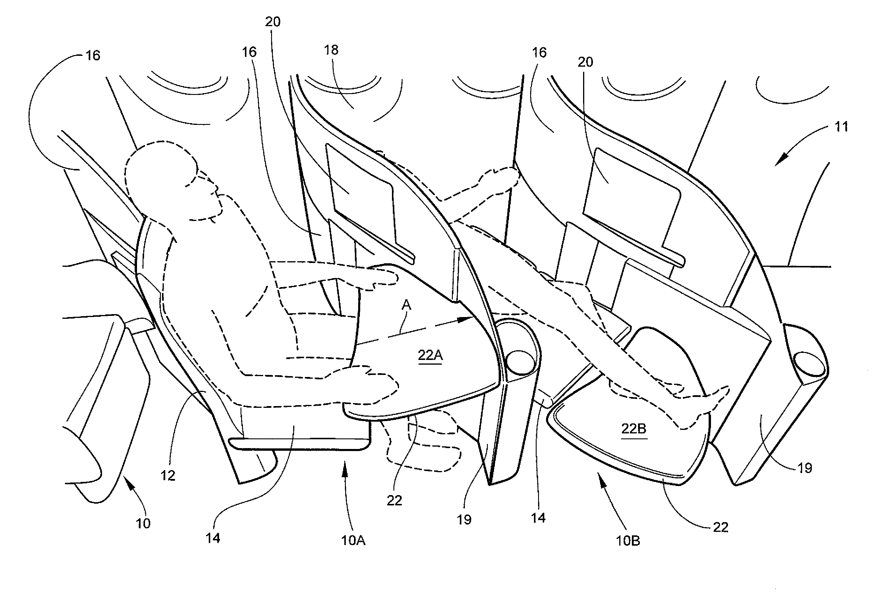 Translatable and rotatable passenger seat