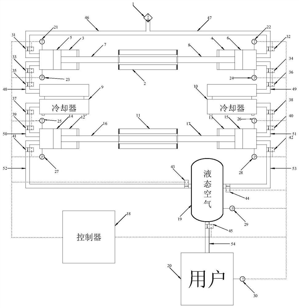 A two-stage multi-cylinder free-piston compressed air refrigeration system