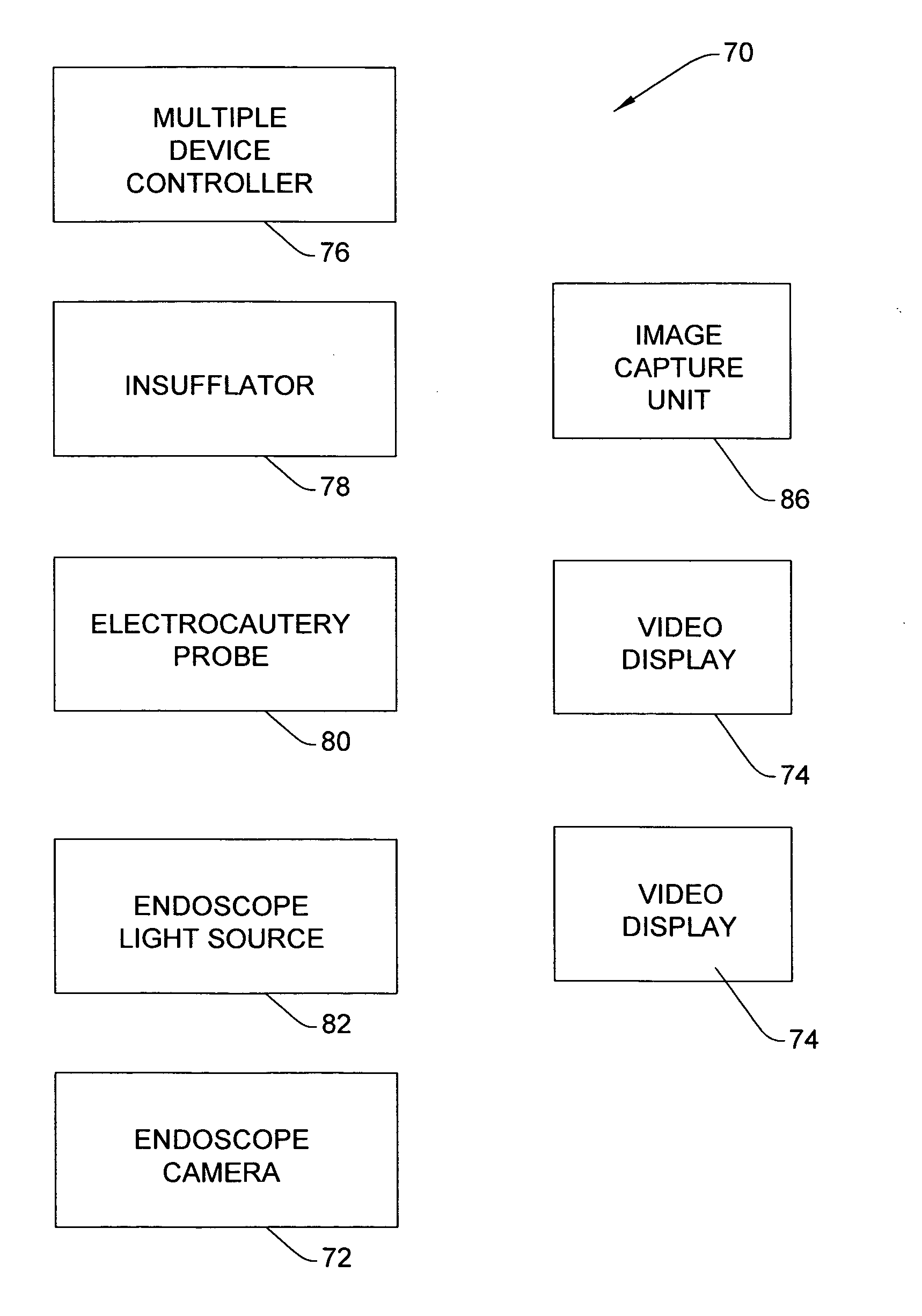 Wireless operating room communication system including video output device and video display