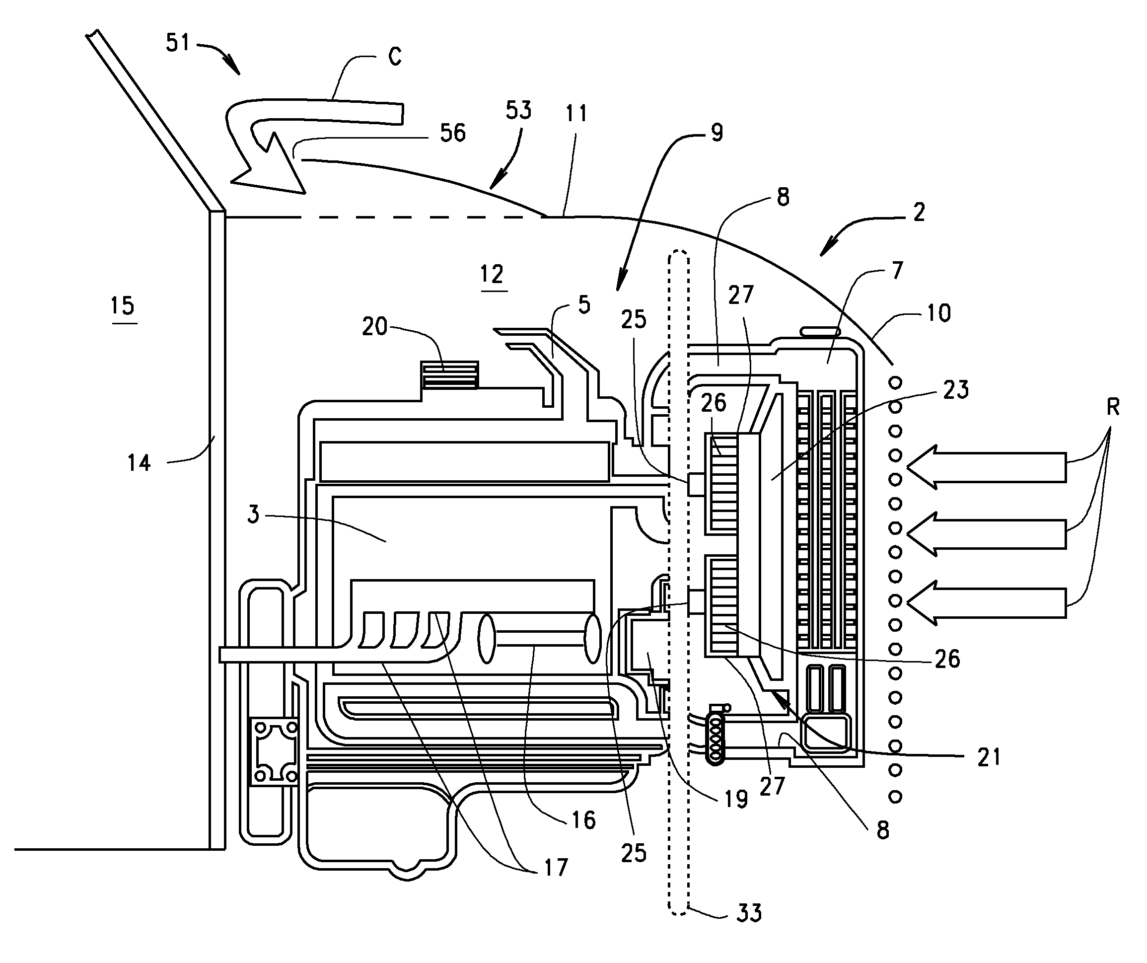 Air management system for heavy duty truck under-hood heat control