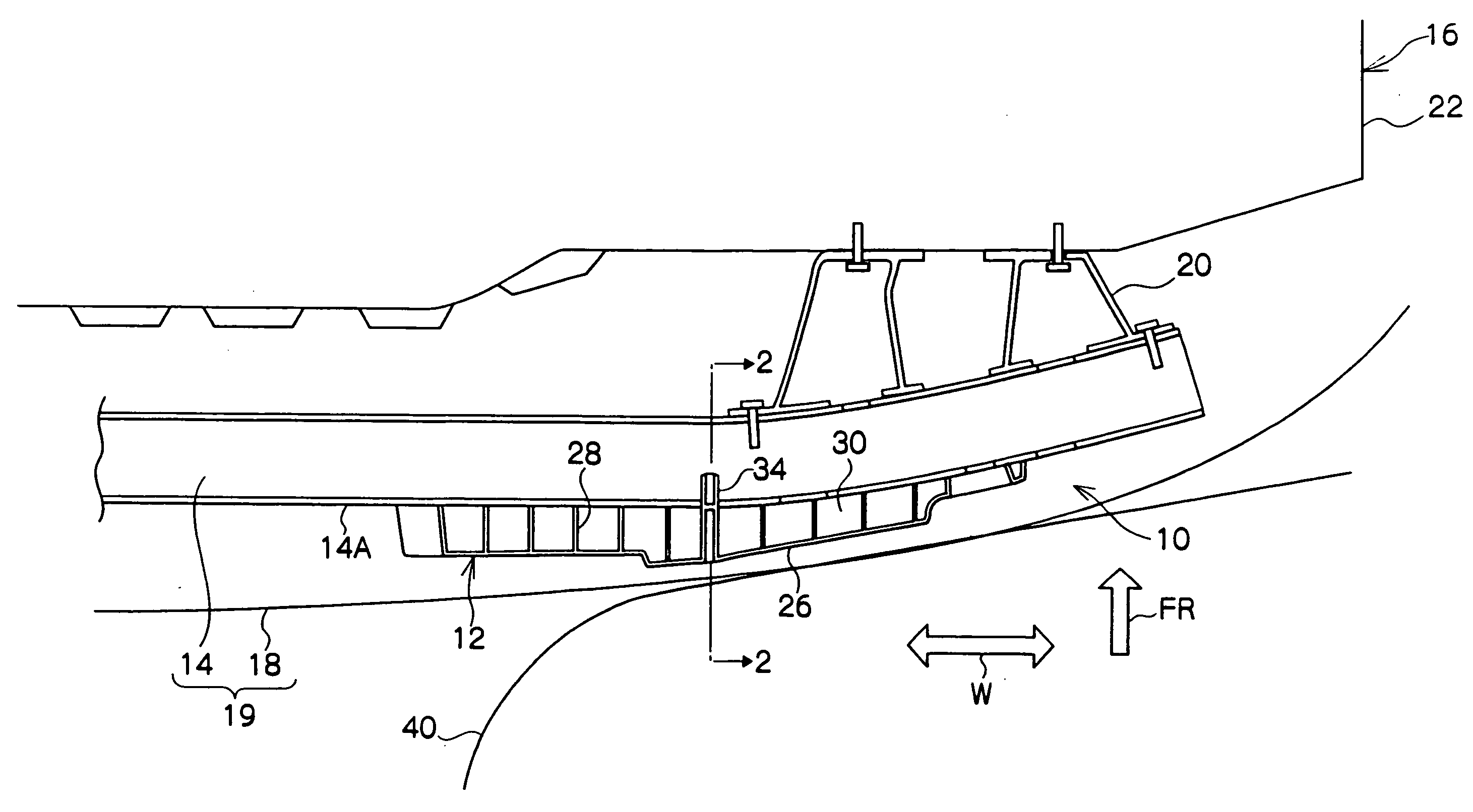 Attachment structure of energy absorbing structure