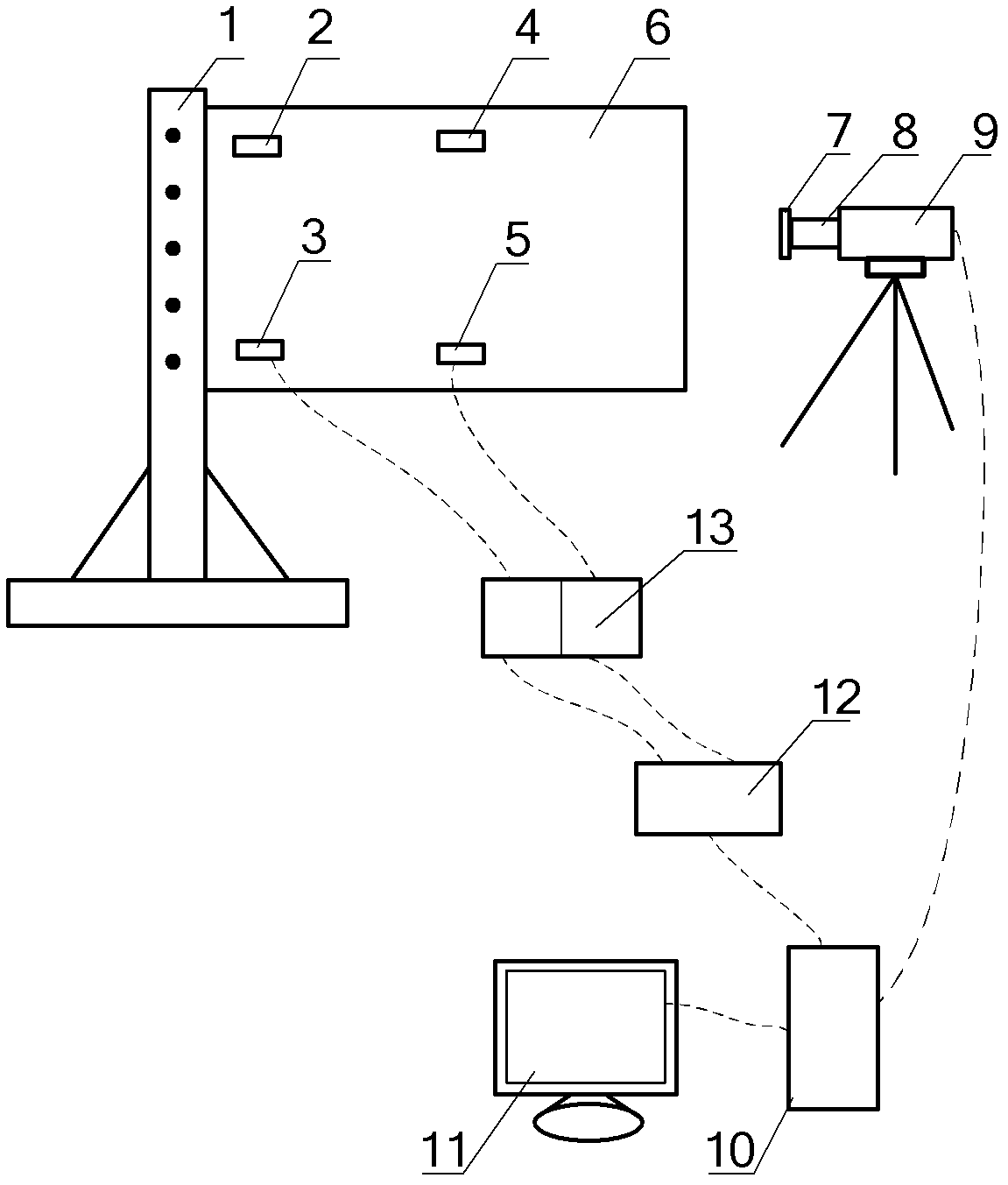 Visual measuring device for vibration of piezoelectric flexible board structure and control method