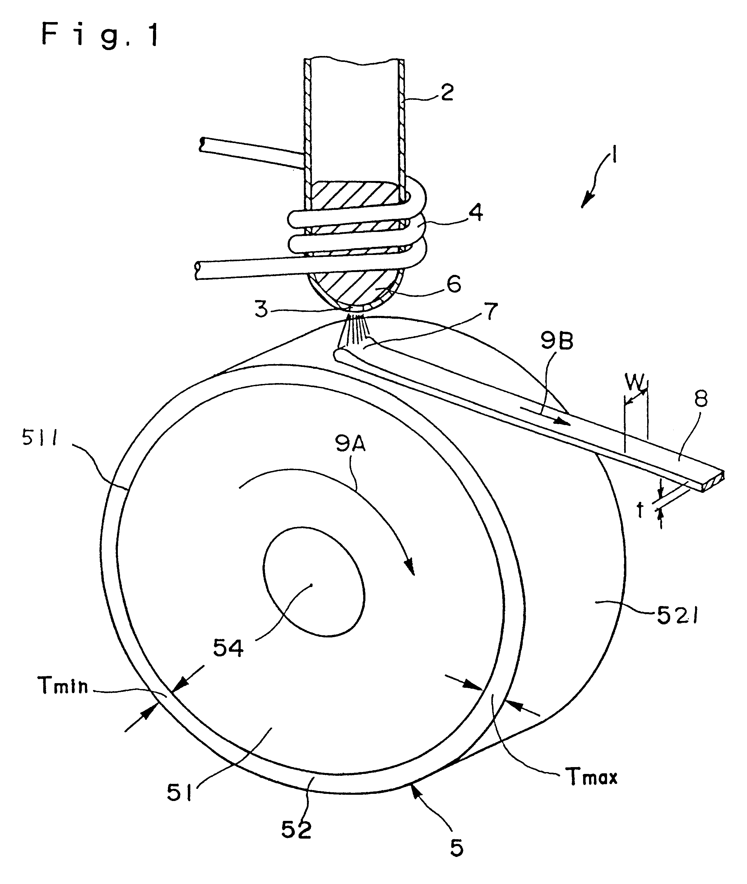 Cooling roll, method for manufacturing magnet material, ribbon shaped magnet material, magnetic powder and bonded magnet