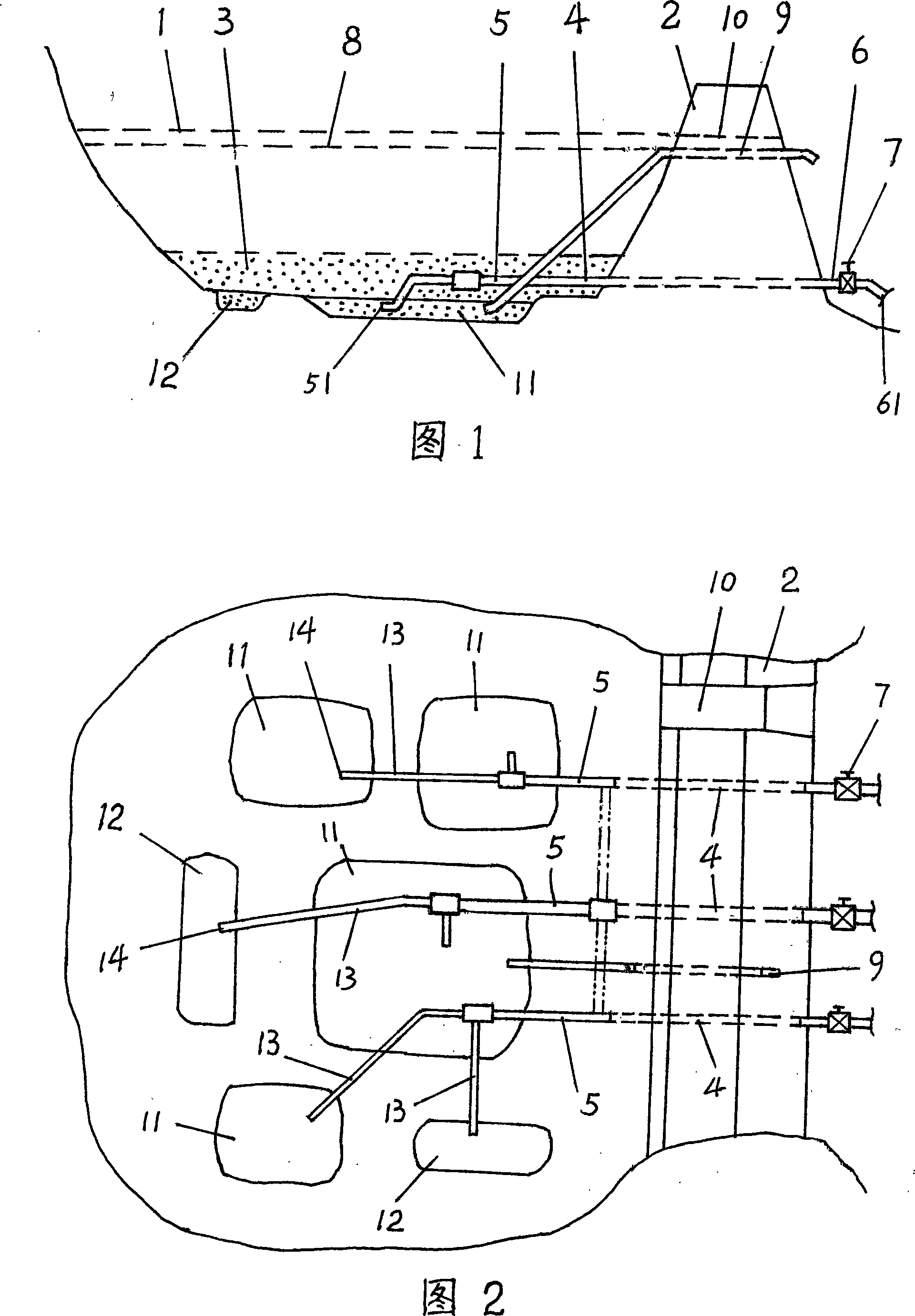 Method and establishment for reducing dirt, discharging pollution, and increasing oxygen for water body at bottom of aquiculture water area