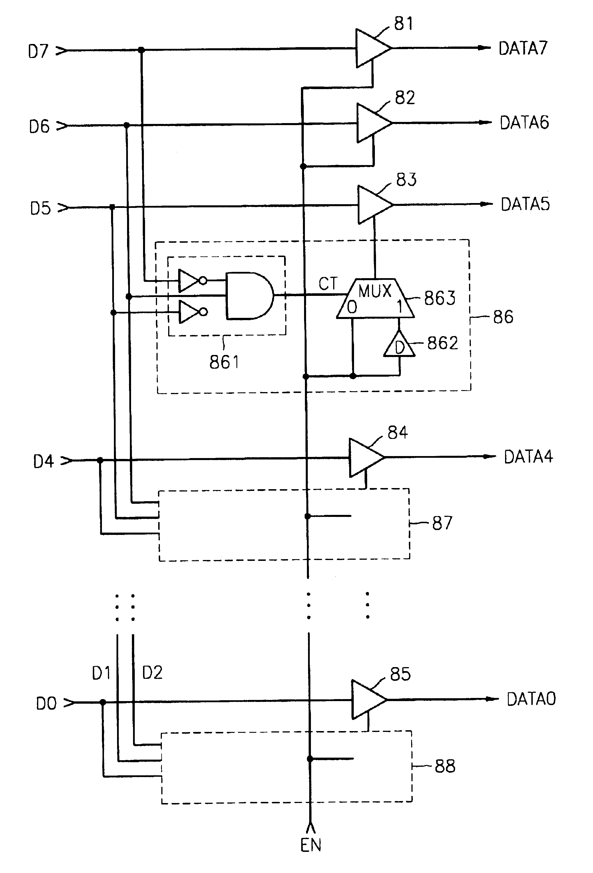 Skewed bus driving method and circuit