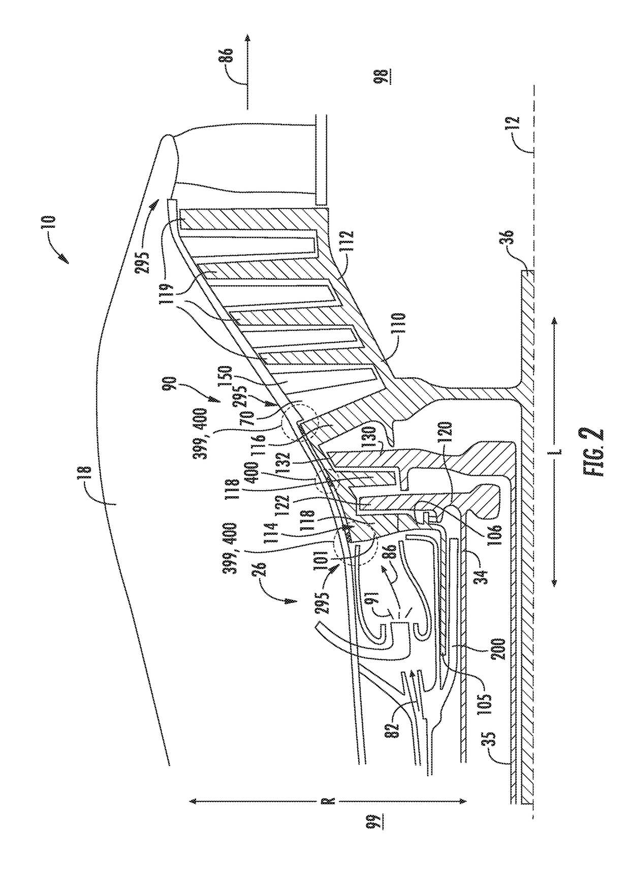 Seal assembly for counter rotating turbine assembly